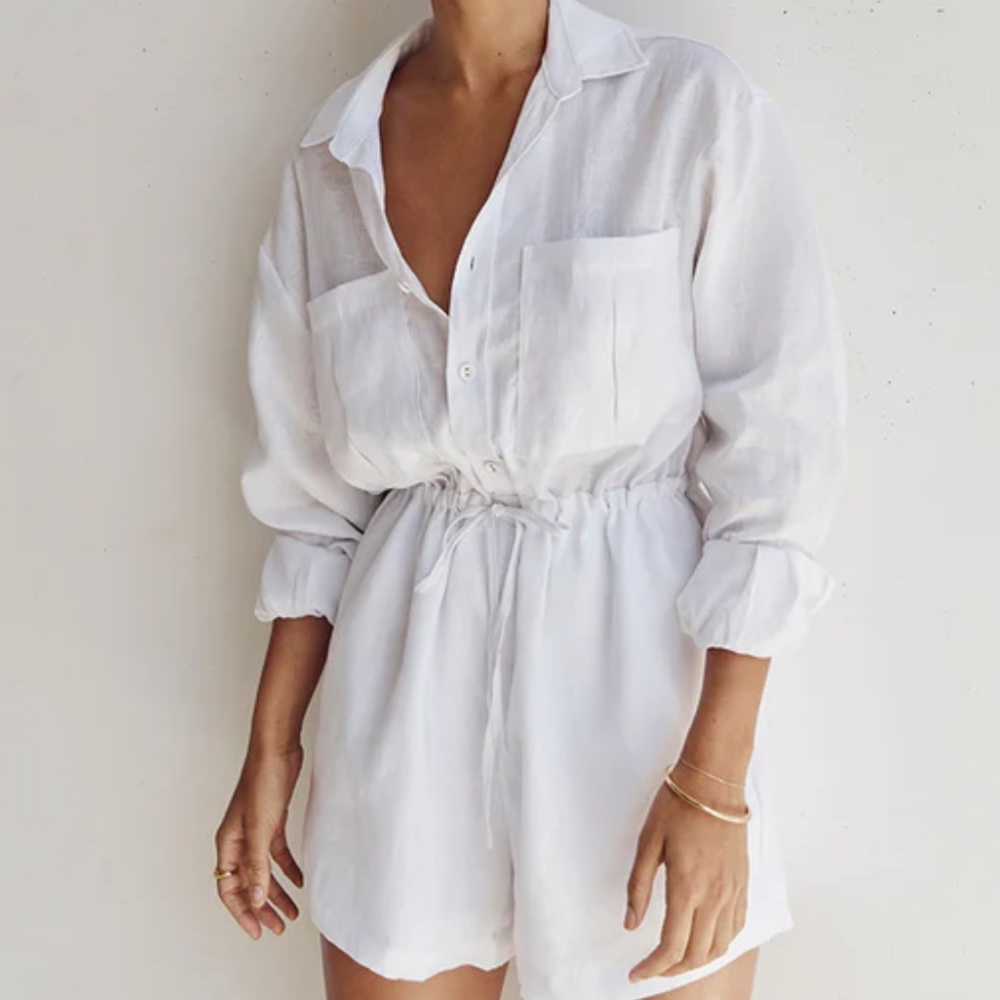 DISSH MAXIE NATURAL LINEN SHIRT ROMPER